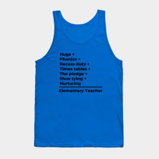 Elementary Teacher Equation - black text Tank Top